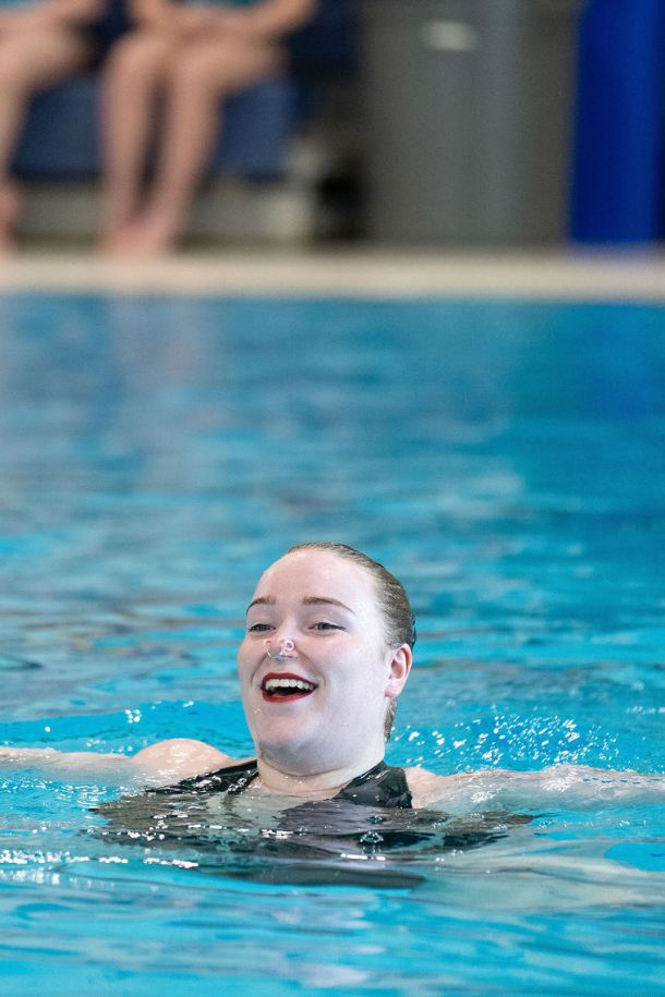 Ravensong Waterdancer in pool smiling