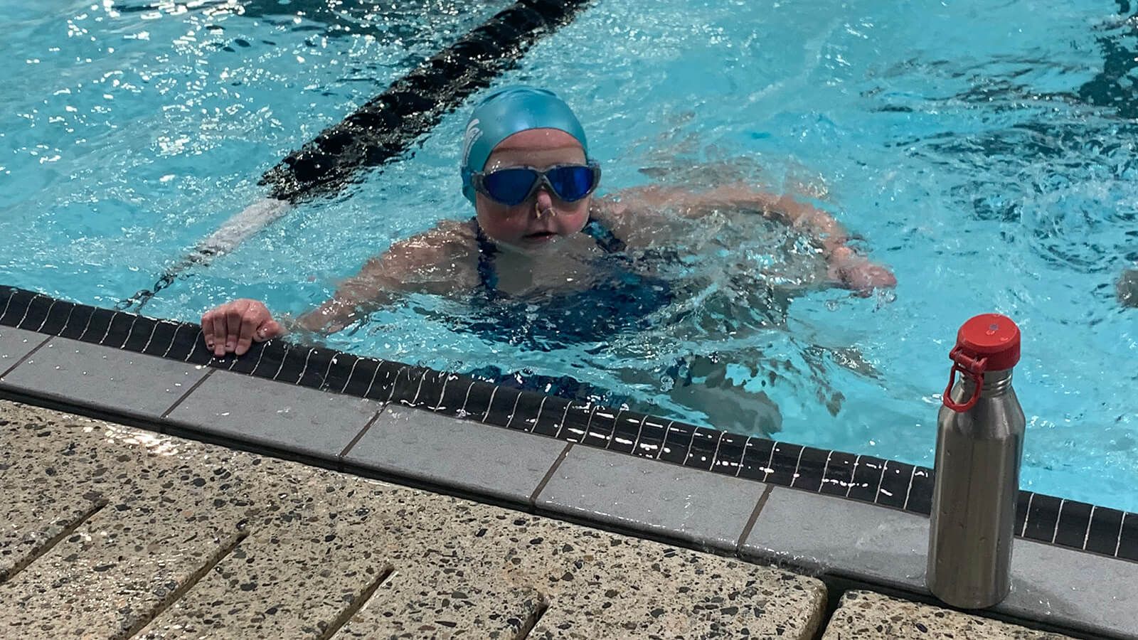 Arianna Beuerman from the Swim-a-thon 2023, with her water